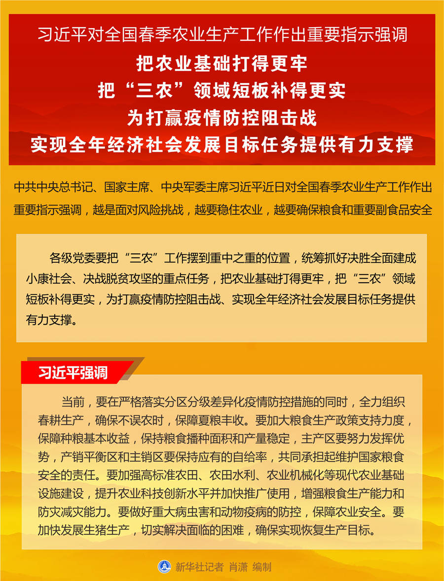 習(xí)近平對(duì)全國(guó)春季農(nóng)業(yè)生產(chǎn)工作作出重要指示