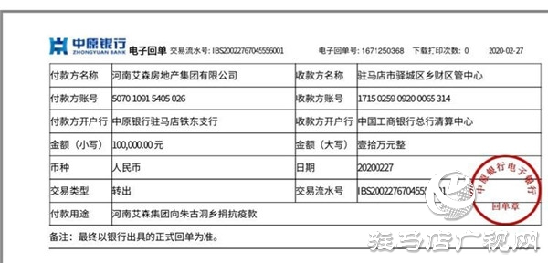 河南艾森房地產(chǎn)集團(tuán)有限公司連續(xù)向抗疫一線捐贈(zèng)款物達(dá)50余萬元