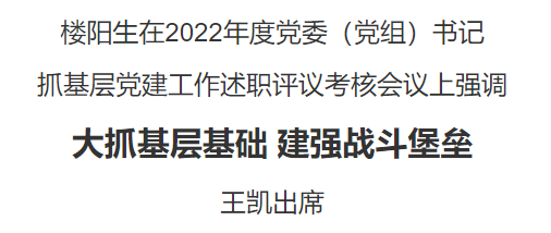 河南省委召開2022年度黨委（黨組）書記抓基層黨建工作述職評議考核會議