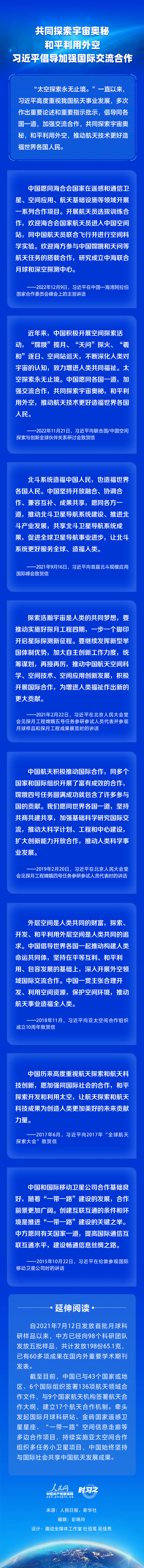 時習之 中國星辰丨共同探索宇宙奧秘 和平利用外空 習近平倡導加強國際交流合作