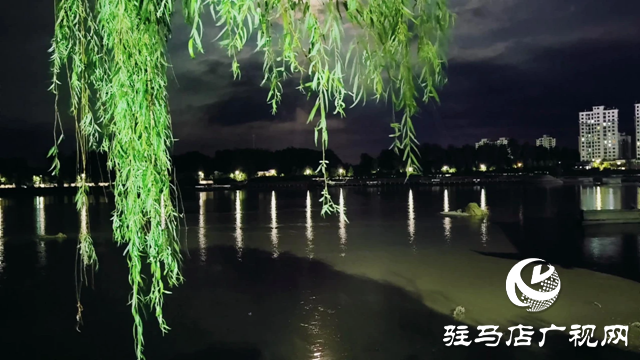 泌陽(yáng)縣泌水河公園：璀璨燈光扮靚小城夜景